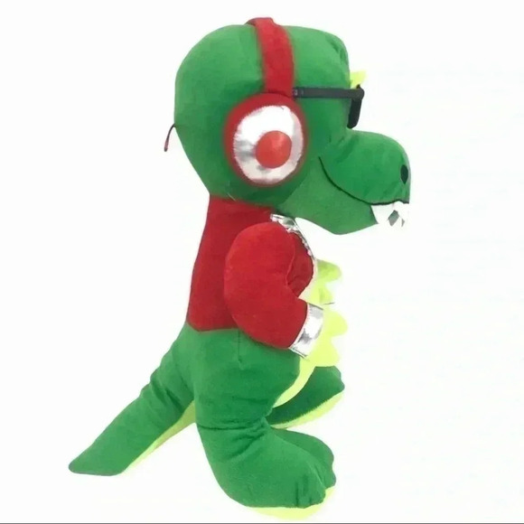CLASSIC TOY PLUSH GREEN DINOSAUR SUNGLASSES AND HEADPHONES STUFFED ANIMAL - Picture 11 of 14